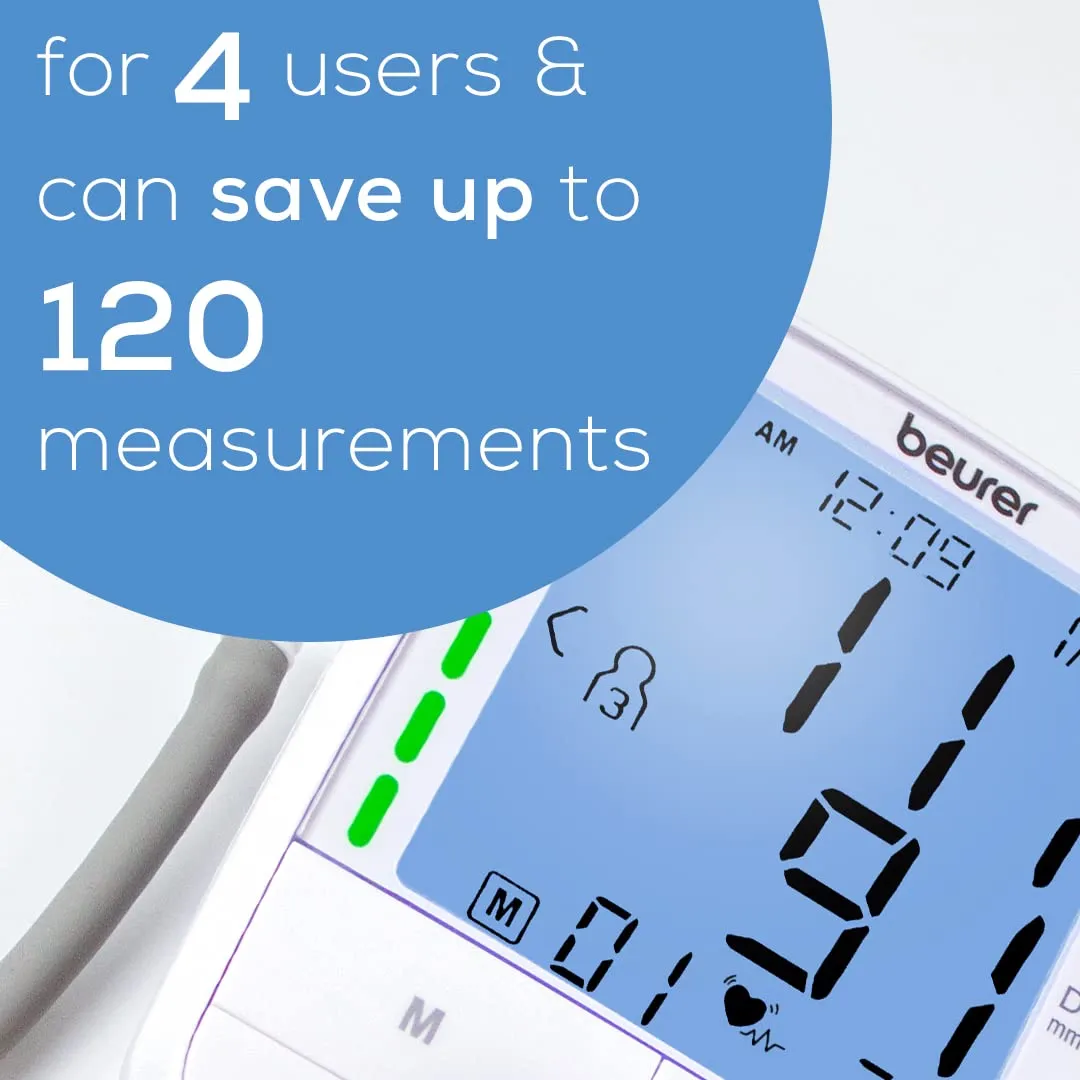 Beurer BM67 Upper Arm Blood Pressure Monitor, Large Cuff, Automatic & Digital, XL LCD Display, Bluetooth with App, Home Use BP Machine Kit | Patented Technology, White BM67 - Bluetooth   Backlit Display