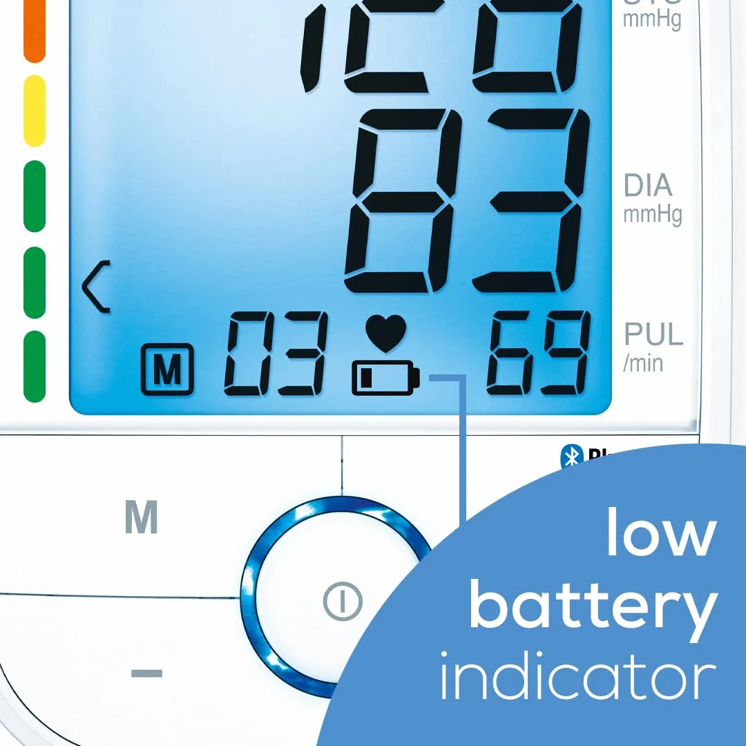 Beurer BM67 Upper Arm Blood Pressure Monitor, Large Cuff, Automatic & Digital, XL LCD Display, Bluetooth with App, Home Use BP Machine Kit | Patented Technology, White BM67 - Bluetooth   Backlit Display