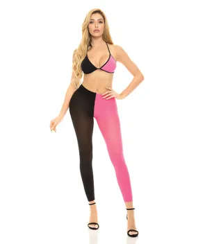 Block You Out Bra & Legging Set Black/Pink O/S