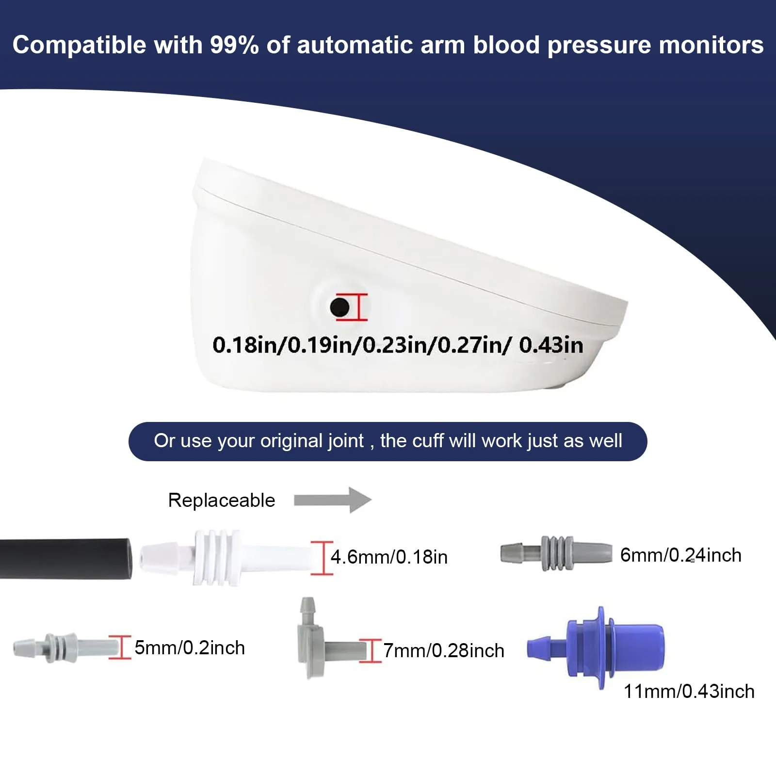 Blood pressure cuff replacement, 1 piece, blood pressure monitor, upper arm blood pressure cuff, Velcro cuff, 22-52 cm, extra large cuff, compatible with most blood pressure monitors (BP device not included).