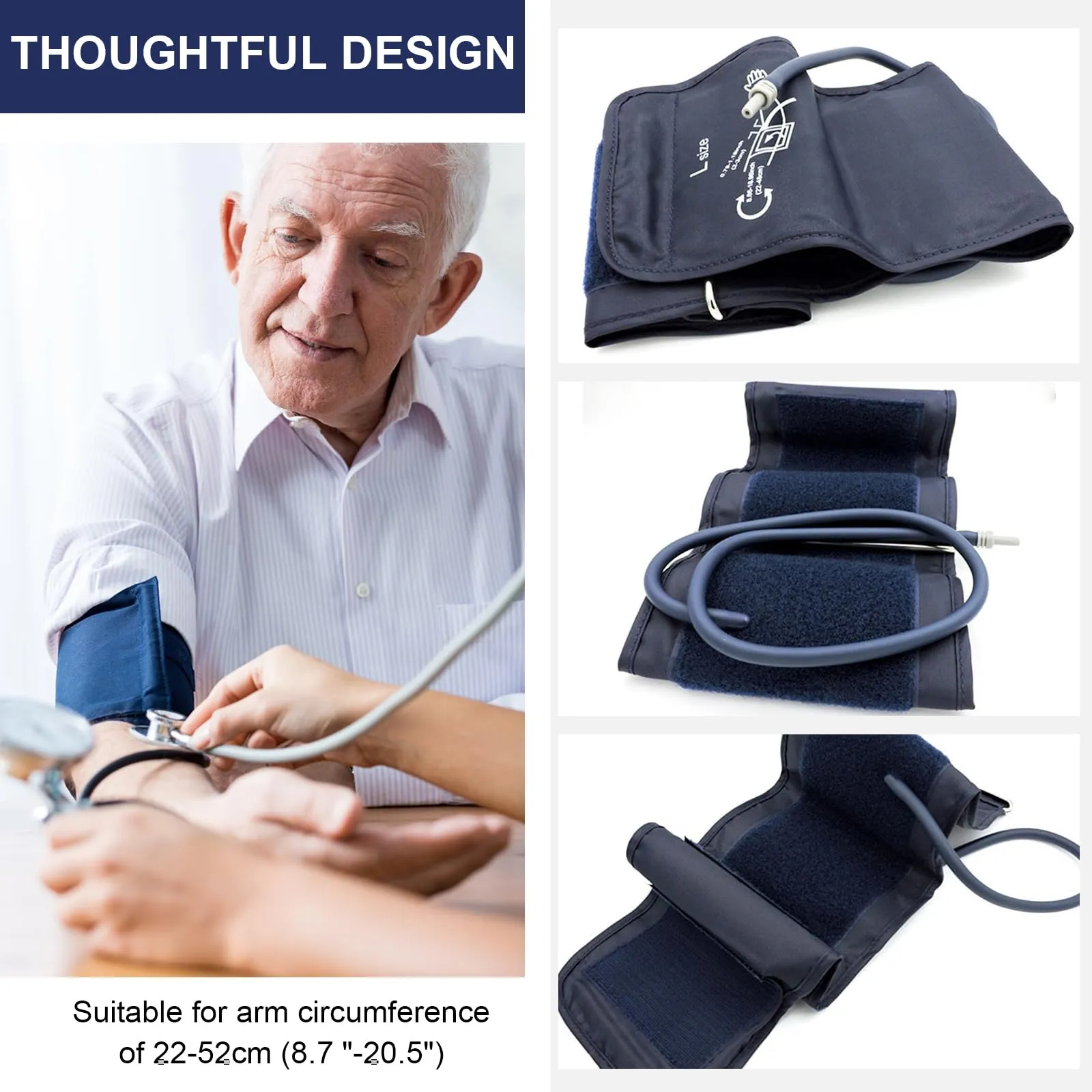 Blood pressure cuff replacement, 1 piece, blood pressure monitor, upper arm blood pressure cuff, Velcro cuff, 22-52 cm, extra large cuff, compatible with most blood pressure monitors (BP device not included).
