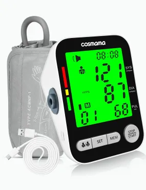 Blood Pressure Monitor, Automatic Arm Blood Pressure Monitors for Home Use, Rechargeable Blood Pressure Machine with Large Display BP Cuff(8.6"-16.5"), 2 User Mode BP Monitor with Storage Bag