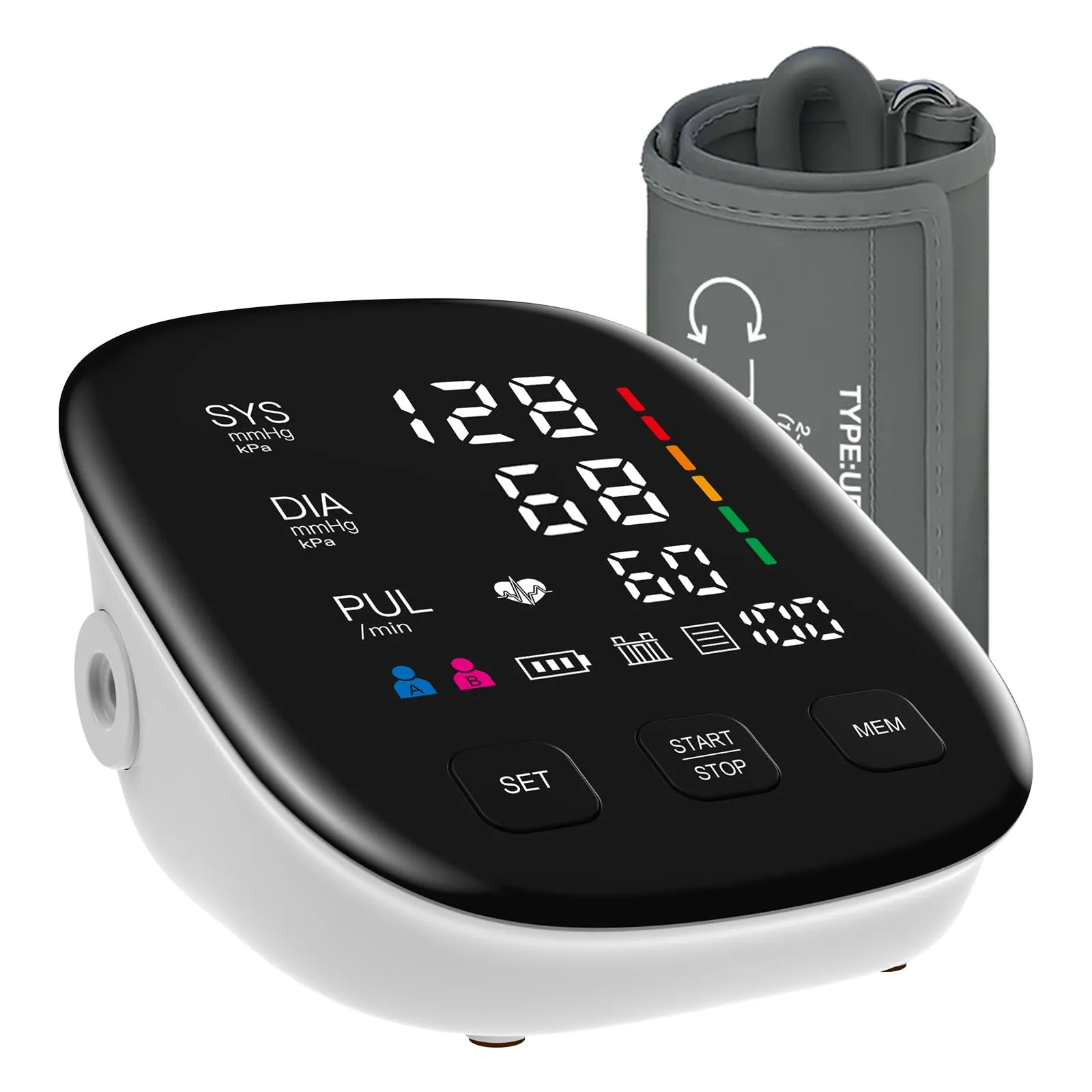 Blood Pressure Monitor, Automatic Upper Arm Blood Pressure Monitors for Home Use with Digital LED Display, Adjustable Blood Pressure Cuff 9-17'' with 2×199 Sets Memory (White) White
