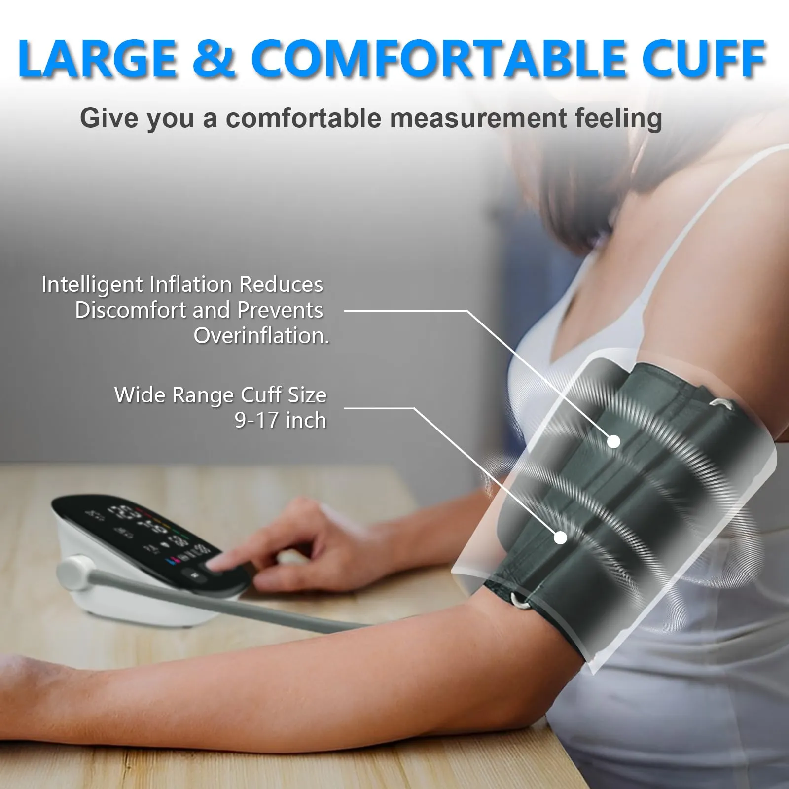 Blood Pressure Monitor, Automatic Upper Arm Blood Pressure Monitors for Home Use with Digital LED Display, Adjustable Blood Pressure Cuff 9-17'' with 2×199 Sets Memory (White) White