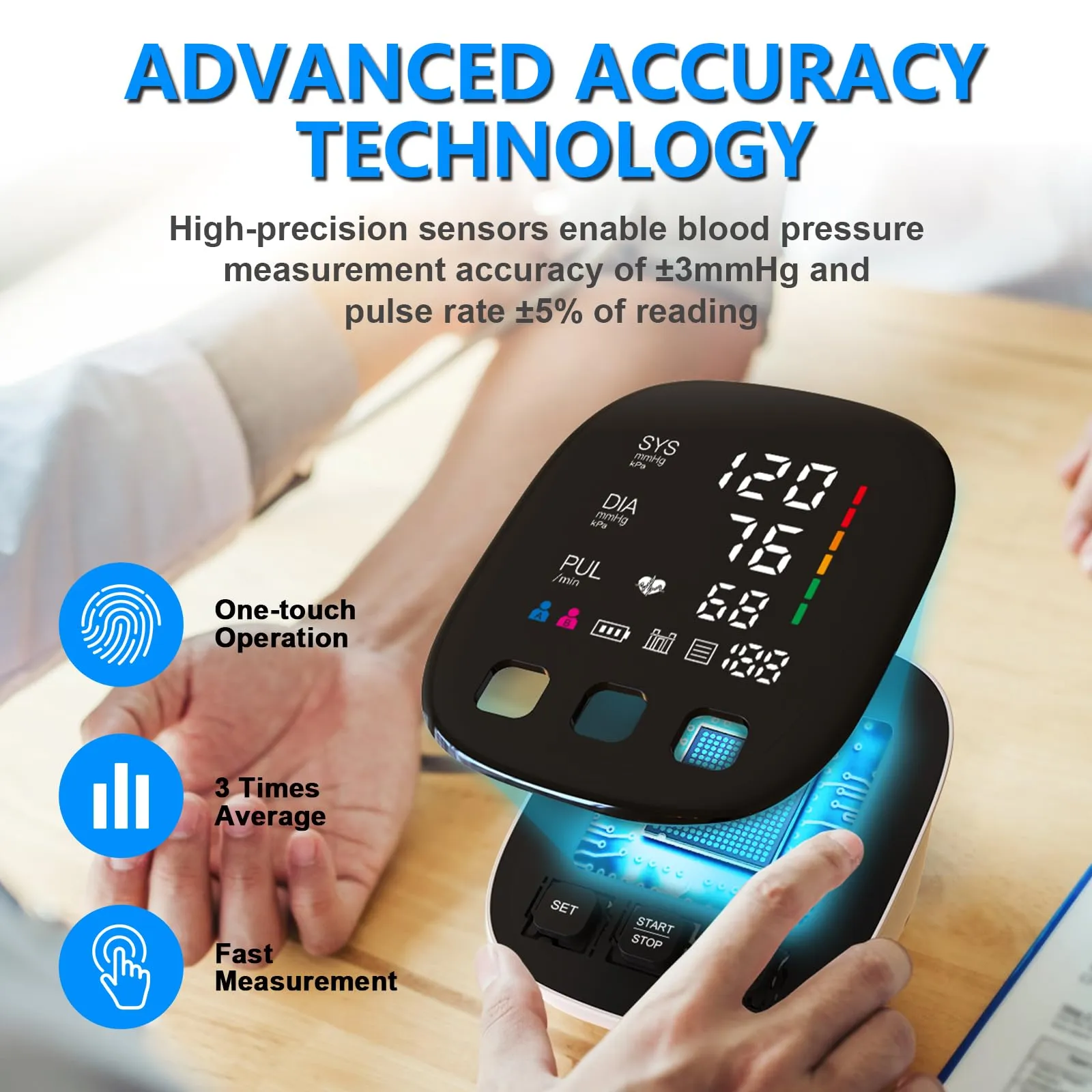 Blood Pressure Monitor, Automatic Upper Arm Blood Pressure Monitors for Home Use with Digital LED Display, Adjustable Blood Pressure Cuff 9-17'' with 2×199 Sets Memory (White) White