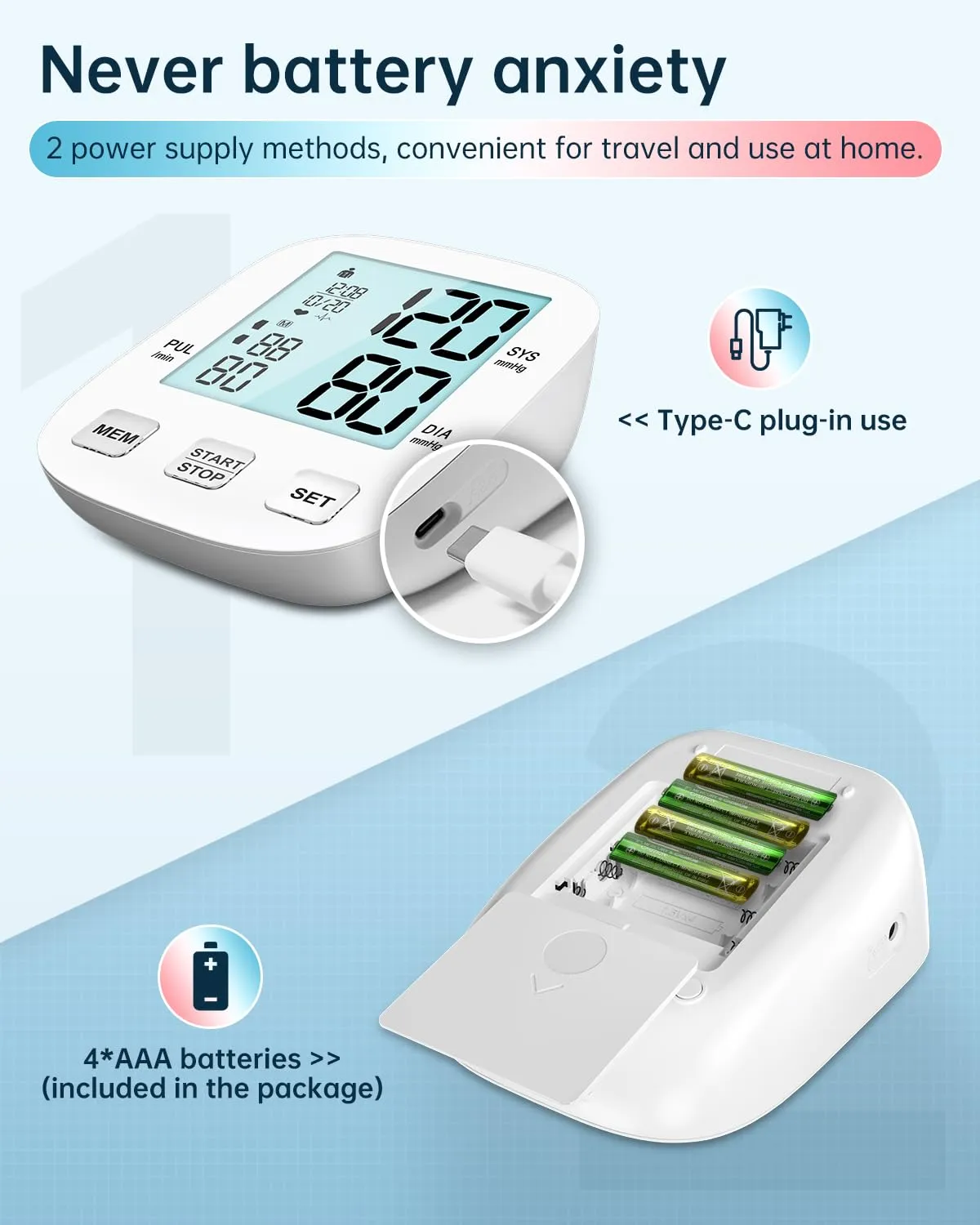 Blood Pressure Monitor-HOLFENRY Blood Pressure Monitors for Home use, Accurate Upper Arm Automatic Digital BP Machine with 9-17inches Adjustable Blood Pressure Cuff and AAA Batteries, FSA/HSA Eligible White