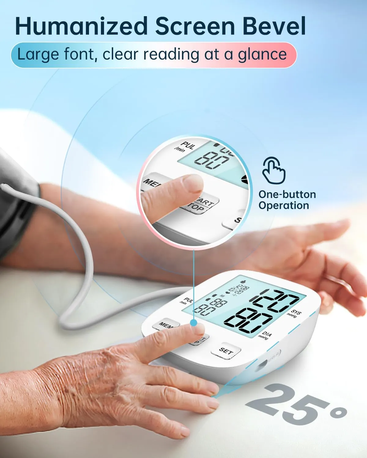Blood Pressure Monitor-HOLFENRY Blood Pressure Monitors for Home use, Accurate Upper Arm Automatic Digital BP Machine with 9-17inches Adjustable Blood Pressure Cuff and AAA Batteries, FSA/HSA Eligible White
