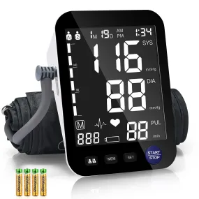 Blood Pressure Monitor Upper Arm, Heinstian Automatic Digital Bp Cuff Machine with Large LCD Screen, 2 Users & 3 Months Data Storage, Includes 4* AAA Batteries