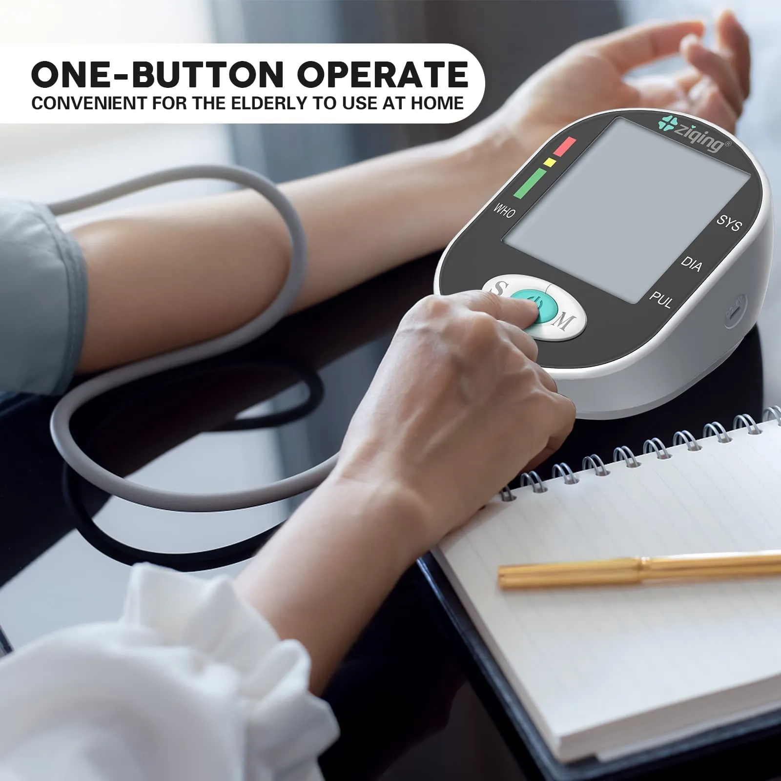 Blood Pressure Monitors, Bp Monitor - Blood Pressure Machine Large Cuff Blood Pressure Monitor Upper Arm Cuff 8.7''-17.3'', Large Screen, 2 Users Total 198 Memories Black white