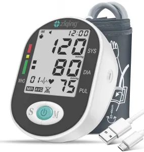 Blood Pressure Monitors, Bp Monitor - Blood Pressure Machine Large Cuff Blood Pressure Monitor Upper Arm Cuff 8.7''-17.3'', Large Screen, 2 Users Total 198 Memories Black white