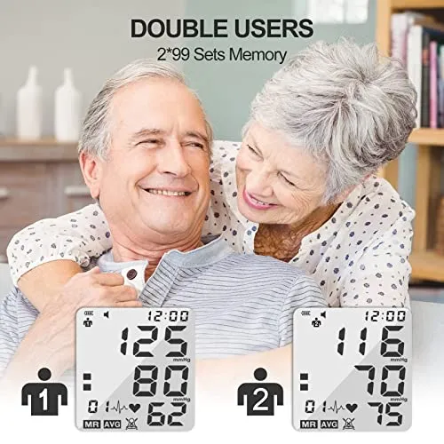 Blood Pressure Monitors, Bp Monitor - Blood Pressure Machine Large Cuff Blood Pressure Monitor Upper Arm Cuff 8.7''-17.3'', Large Screen, 2 Users Total 198 Memories, Clinically Accurate for Home Use