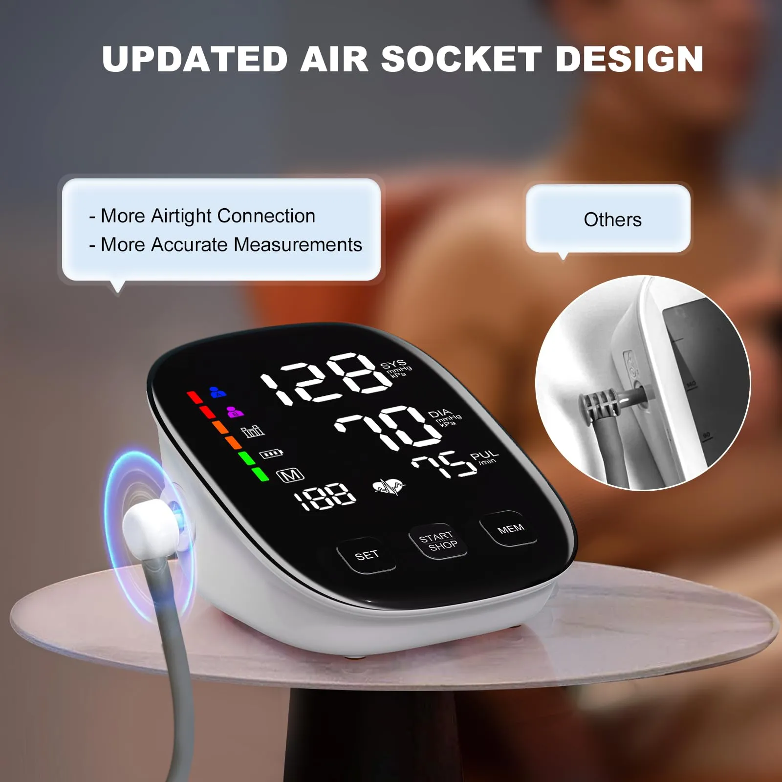 Blood Pressure Monitors for Home Use, 9-17'' & 13-21'' Extra Large Blood Pressure Cuff Upper Arm Blood Pressure Machine, 6 in Large LED Backlit Display, USB Cable & Batteries Included