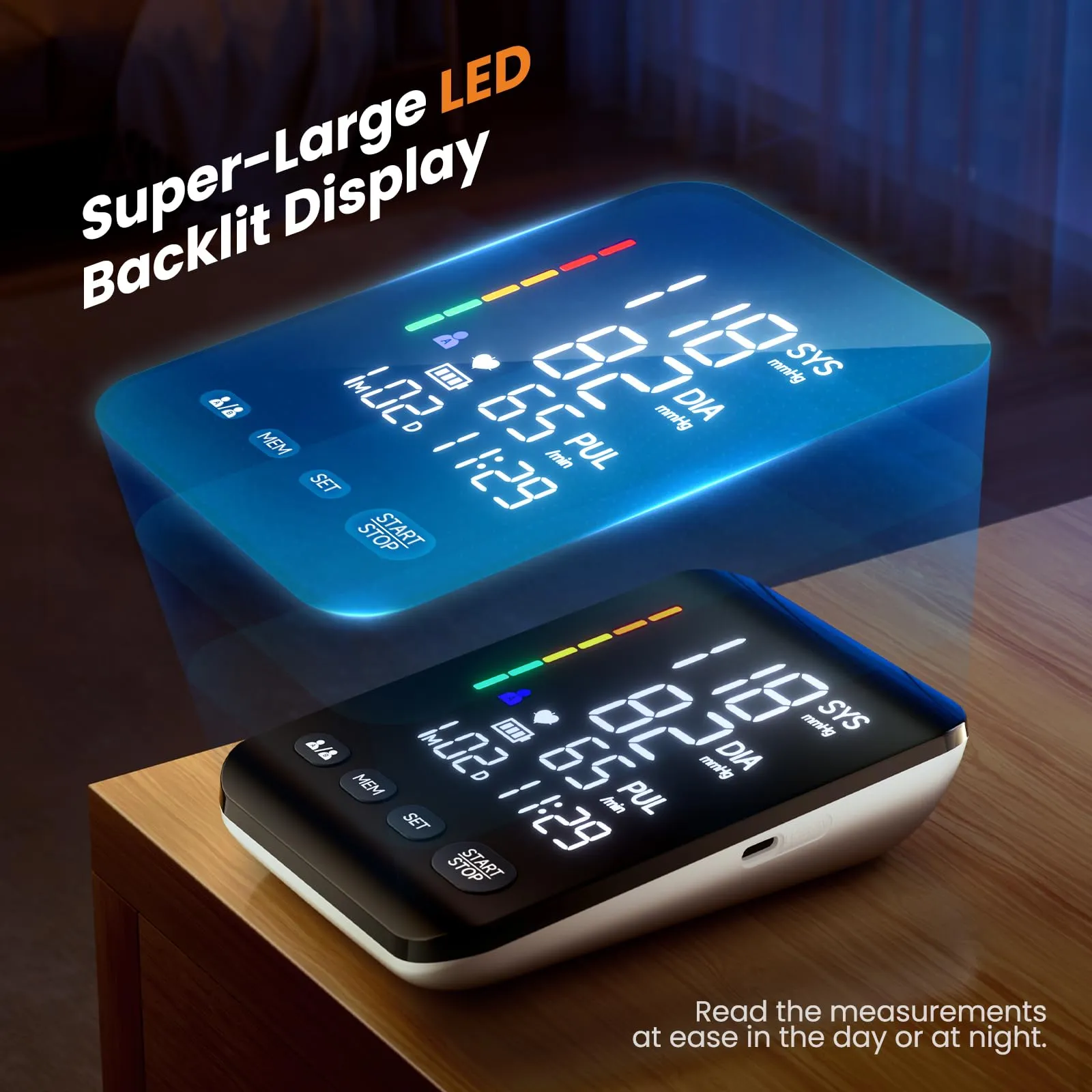 Blood Pressure Monitors for Home use, Digital Blood Pressure Machine with Backlit LED Display, Automatic Upper Arm Cuff (8.6''-16.5'' Adjustable), Store up to 2x199 Sets Memory for Two Users Black