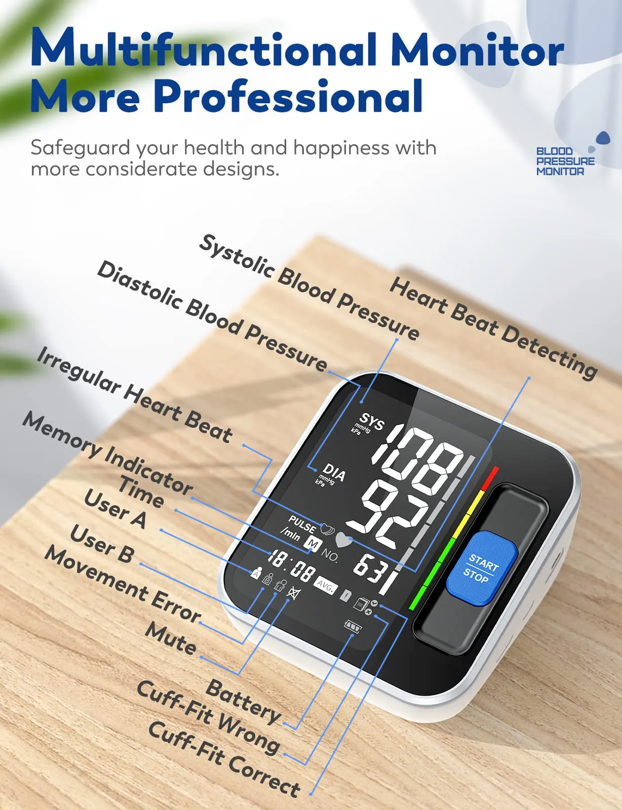 Blood Pressure Monitors for Home Use Upper Arm, Accurate cuff 8.7”-15.7” Monitor with Large Backlight Display 2 Users 240 Sets Memory & HR Detection, Digital BP Machine with Carrying Case Black