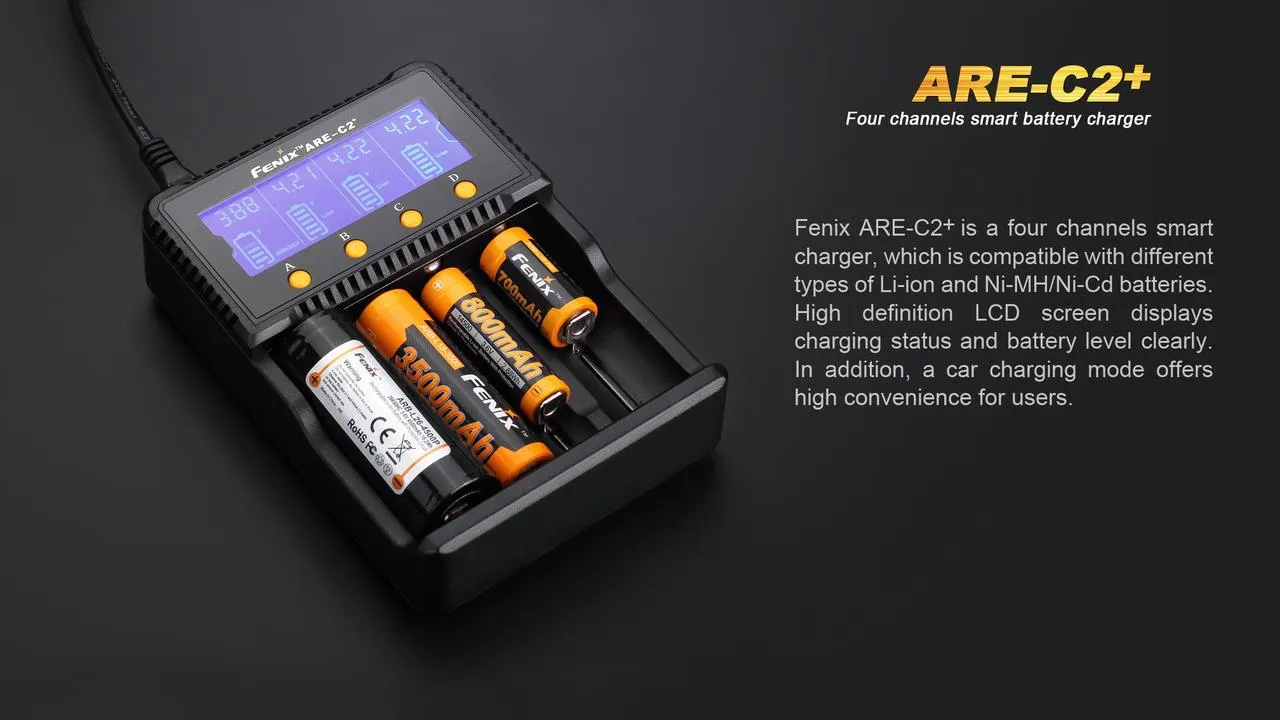 Brand New Fenix ARE-C2 Plus Four channel multi-battery smart charger