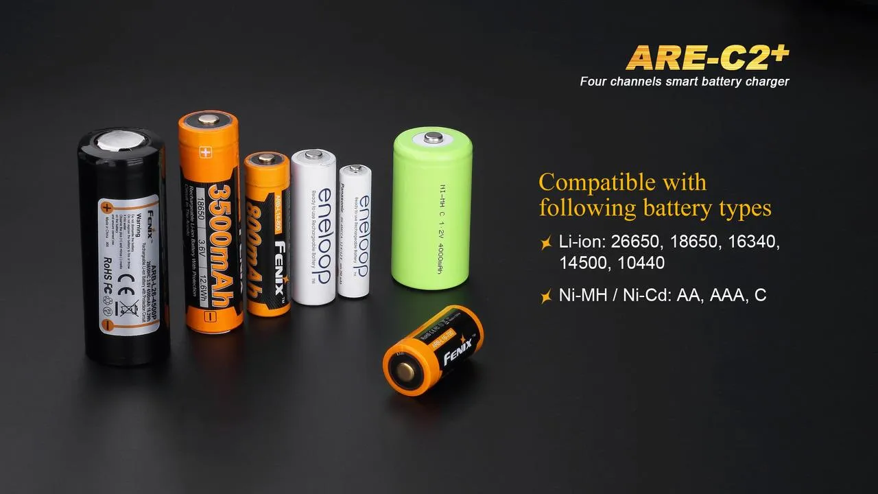 Brand New Fenix ARE-C2 Plus Four channel multi-battery smart charger