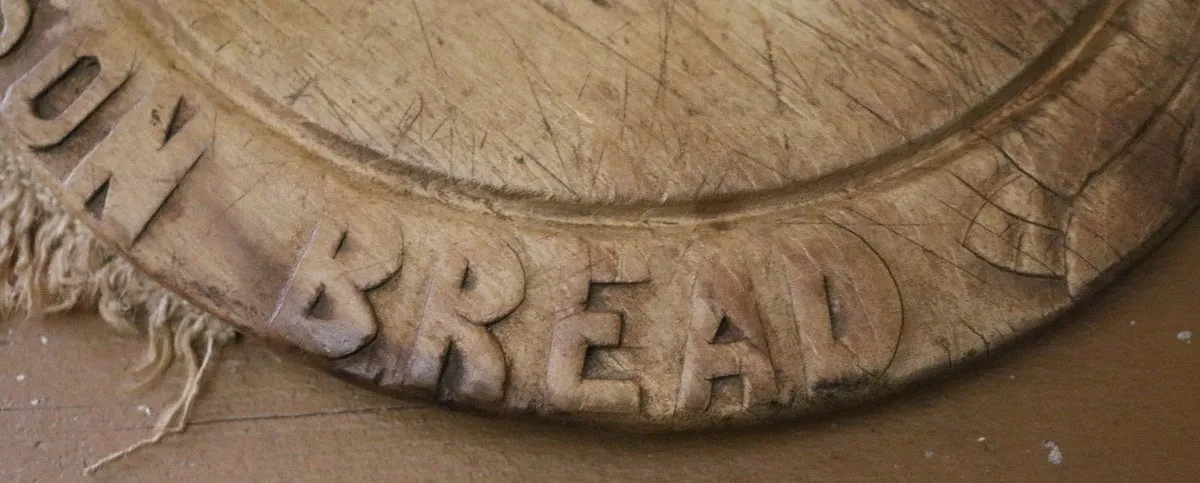 Breadboard Advertising Allinson with Carved Sheffield Knife