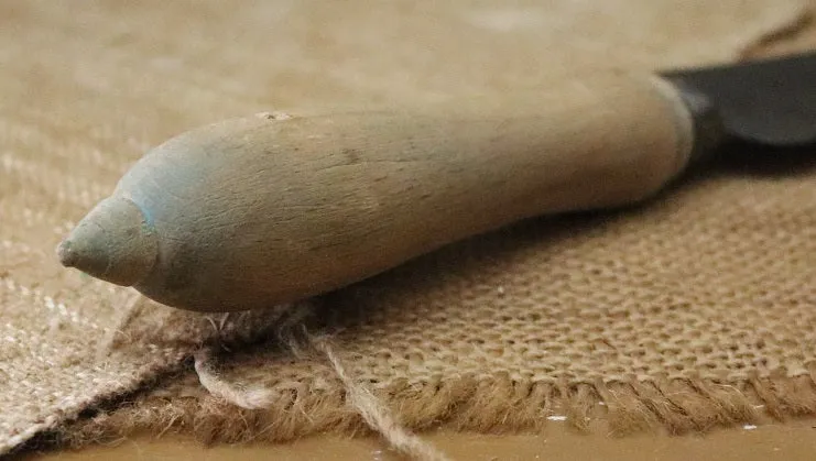 Breadboard Advertising Allinson with Carved Sheffield Knife