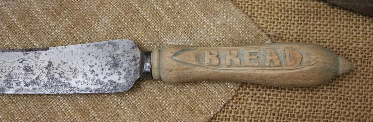 Breadboard Advertising Allinson with Carved Sheffield Knife