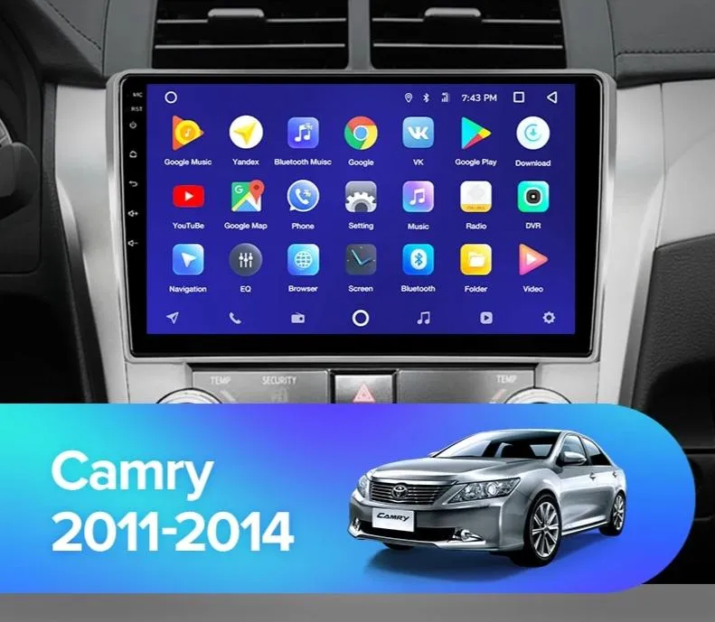 Car Dealz 10.2" Android 10.0 Toyota Camry 8 50 55 2011-2014 w CAM In Dash Plus OEM Fascia