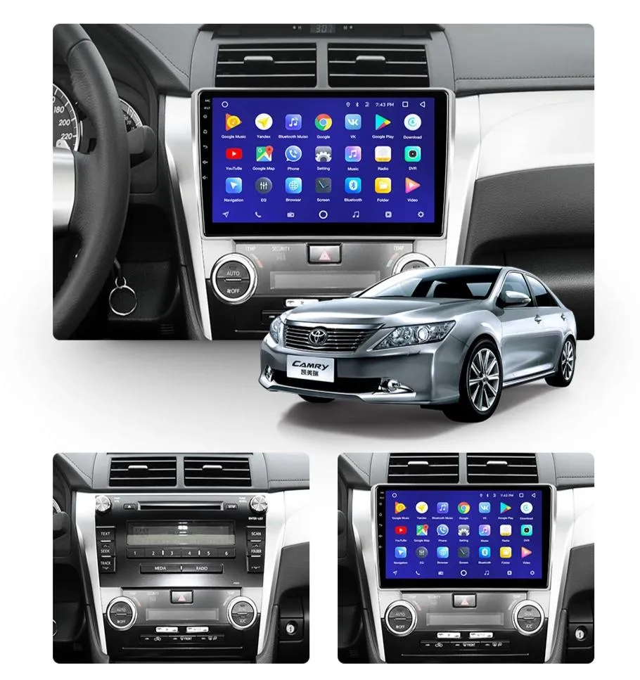 Car Dealz 10.2" Android 10.0 Toyota Camry 8 50 55 2011-2014 w CAM In Dash Plus OEM Fascia