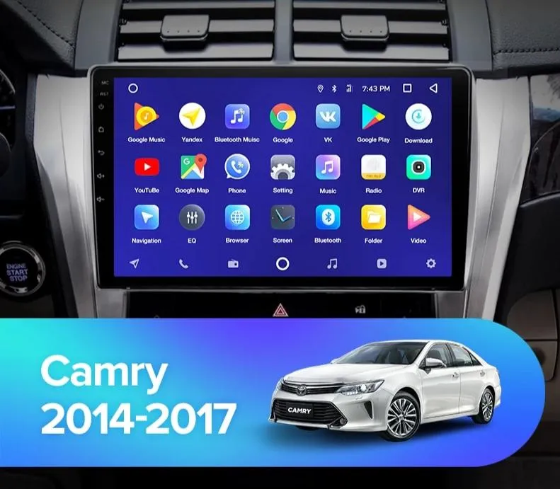 Car Dealz 10.2" Android 10.0 Toyota Camry 8 50 55 2014-2017 In Dash Plus OEM Fascia