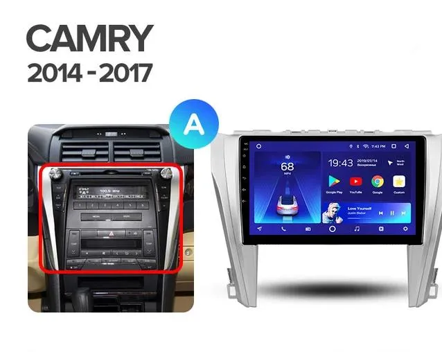 Car Dealz 10.2" Android 10.0 Toyota Camry 8 50 55 2014-2017 In Dash Plus OEM Fascia