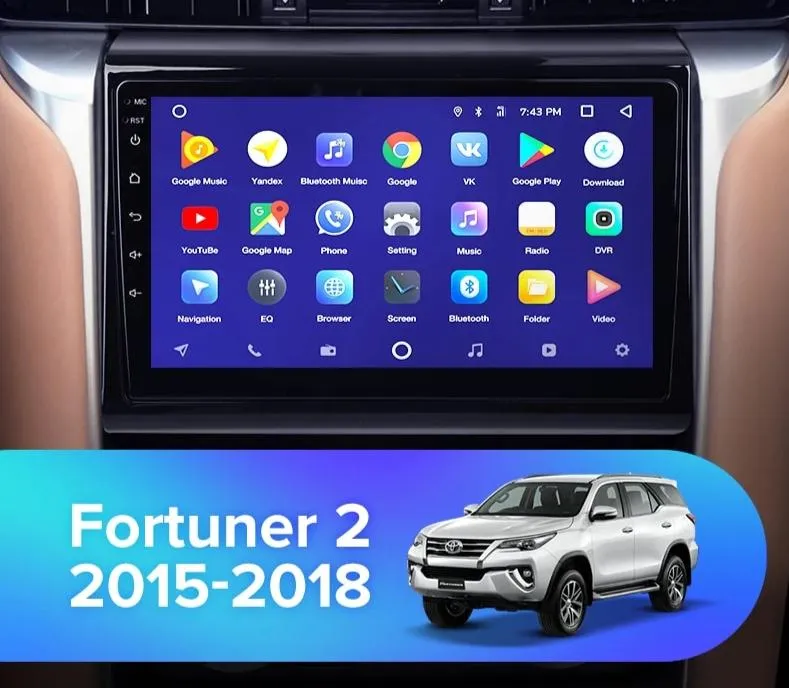 Car Dealz 10.2" Android 10.0 Toyota Fortuner 2 2015-2018 w CAM In Dash Plus OEM Fascia