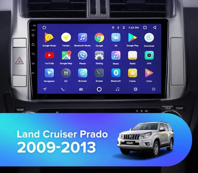 Car Dealz 10.2" Android 10.0 Toyota LAND CRUISER PRADO J150 2009-2013 w CAM In Dash Plus OEM Fascia