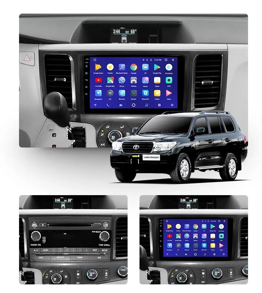 Car Dealz 10.2" Android 10.0 Toyota Sienna 3 XL30 2010-2014 In Dash Plus OEM Fascia
