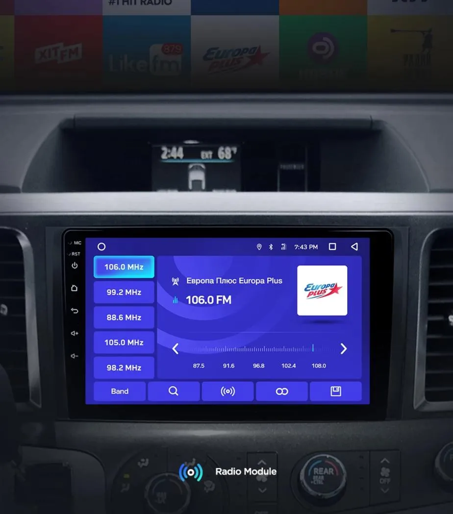 Car Dealz 10.2" Android 10.0 Toyota Sienna 3 XL30 2010-2014 In Dash Plus OEM Fascia