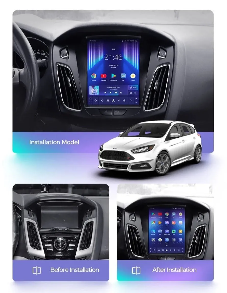 Car Dealz 11" Android 12.0 Ford Focus 3 Mk 3 Tesla Style 2011-2019 In Dash Plus OEM Fascia