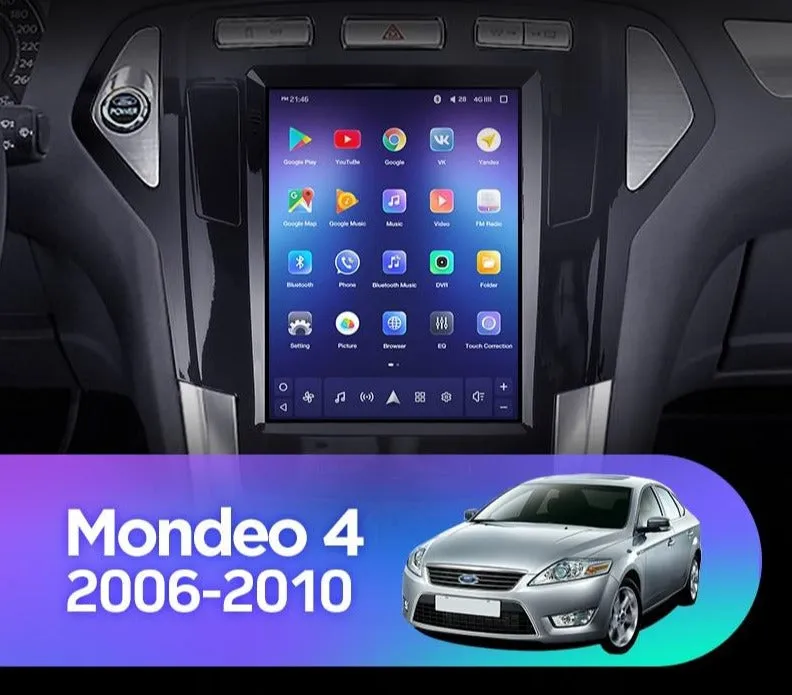 Car Dealz 11" Android 12.0 Ford Mondeo 4 Tesla Style 2006 - 2010 In Dash Plus OEM Fascia