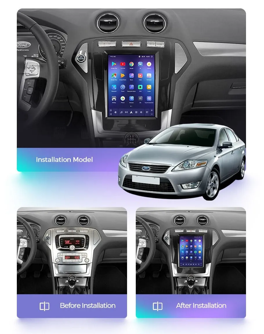 Car Dealz 11" Android 12.0 Ford Mondeo 4 Tesla Style 2006 - 2010 In Dash Plus OEM Fascia
