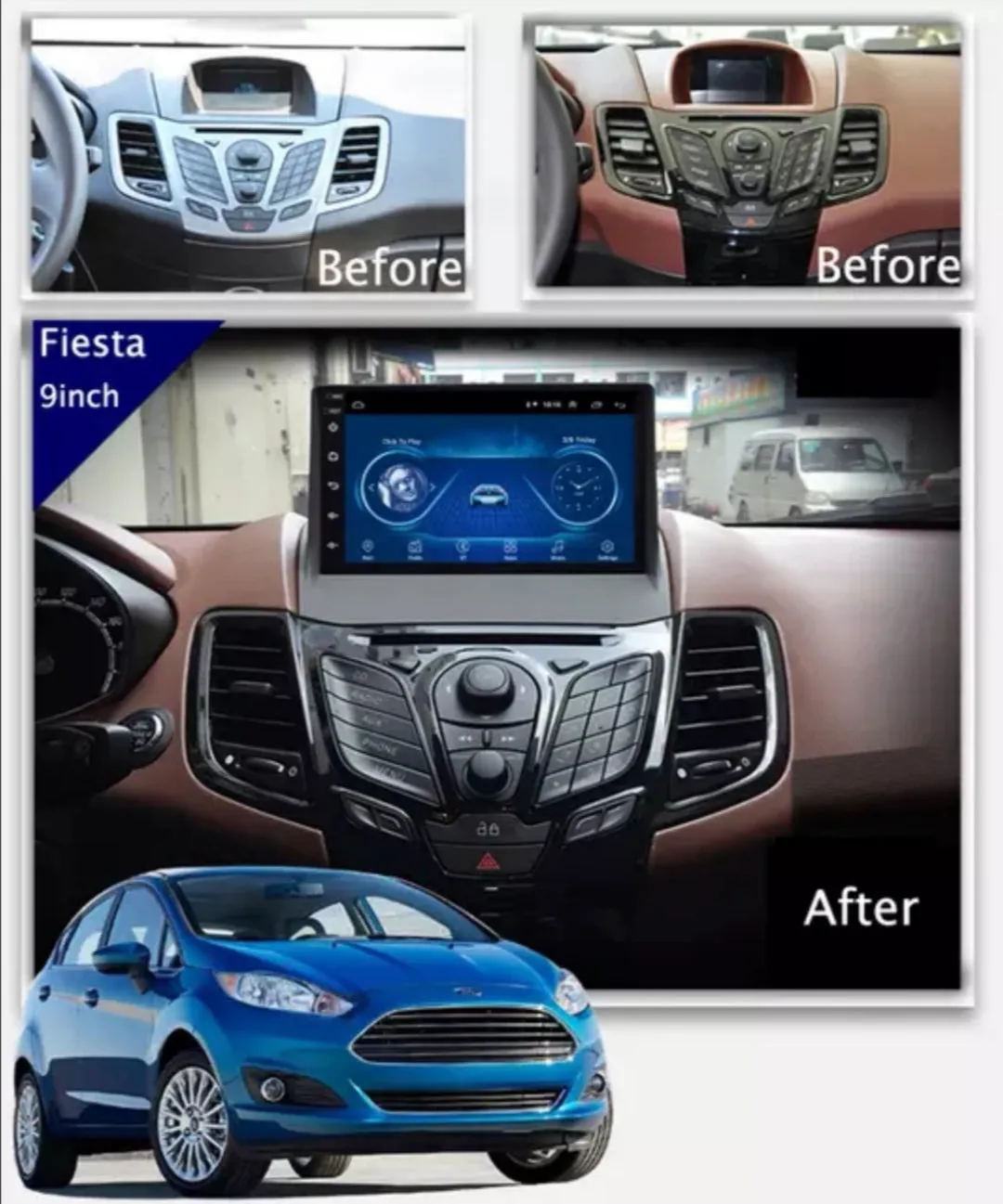 Car Dealz 9" Android 10.0 For Ford Fiesta 2009-2017 w CAM In Dash Plus OEM Fascia