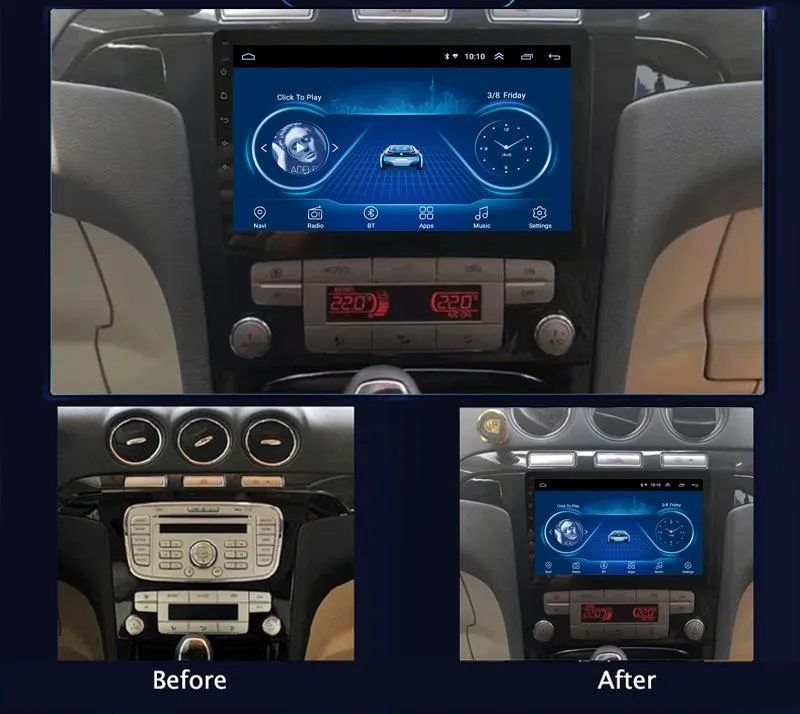 Car Dealz 9" Android 10.0 For Ford S-Max 2012-2015 w CAM In Dash Plus OEM Fascia