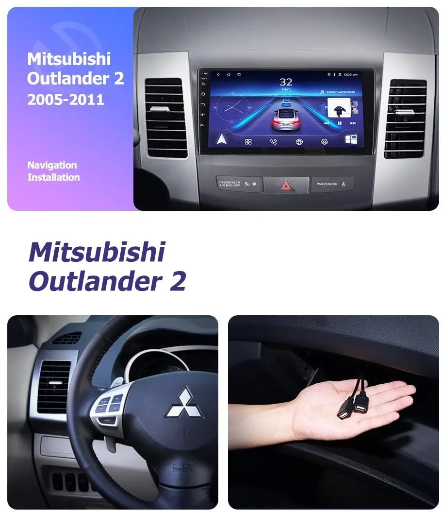 Car Dealz 9" Android 10.0 Mitsubishi Outlander 2 XL 2005-2011 In Dash Plus OEM Fascia