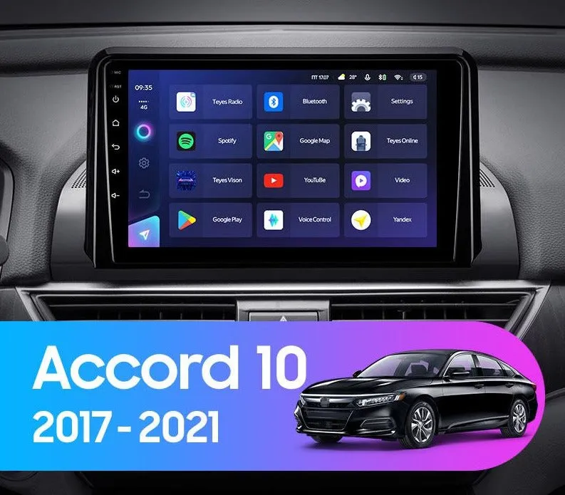 Car Dealz Elite 4G Data Model 10.2" Android 12.0 For Honda Accord 10 CV X 2017 - 2021 In Dash Plus OEM Fascia