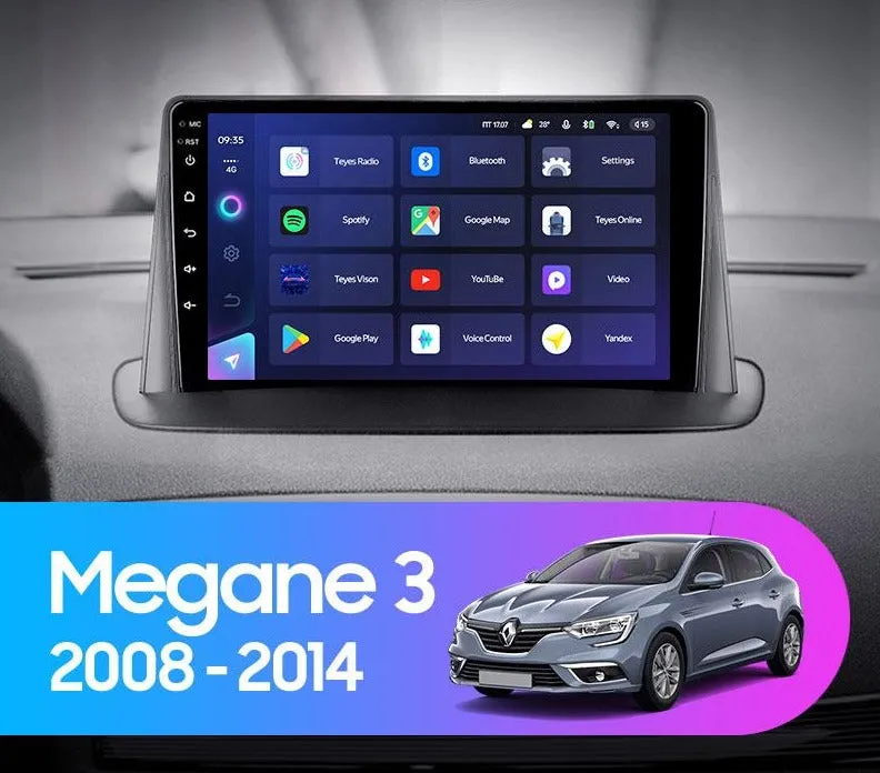 Car Dealz Elite 4G Data Model 10.2" Android 12.0 For Renault Megane 3 2008 - 2014 In Dash Plus OEM Fascia
