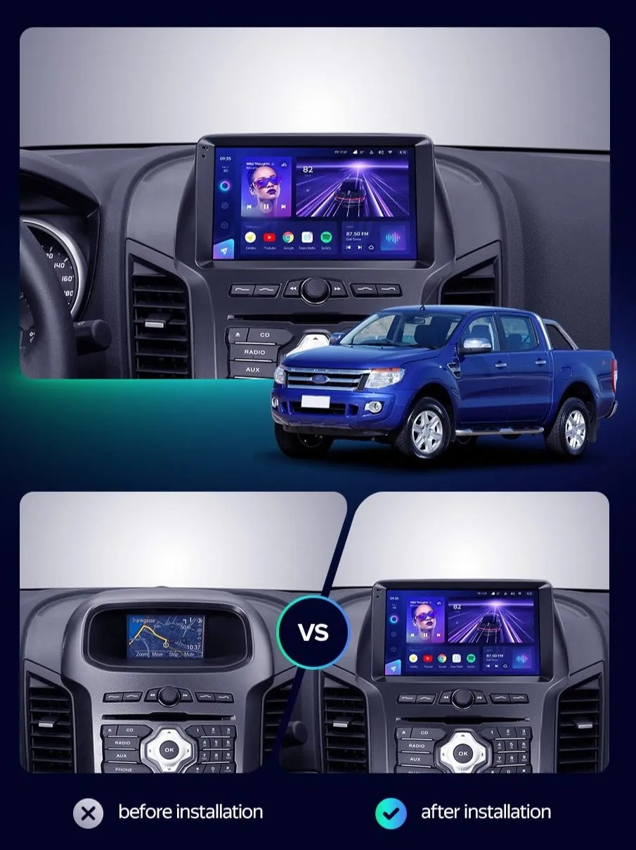Car Dealz Elite 4G Model 10.2" Android 12.0 For Ford Ranger 3 2011 - 2015 In Dash Plus OEM Fascia