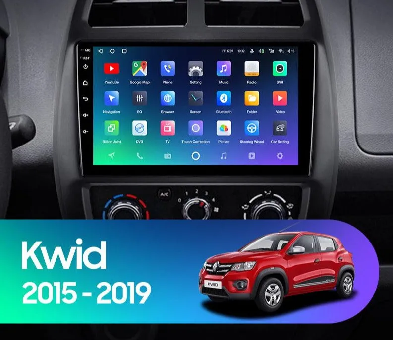 Car Dealz Premium Advanced 4G Data Model 10.2" Android 12.0 For Renault Kwid 2015-2019 In Dash Plus OEM Fascia