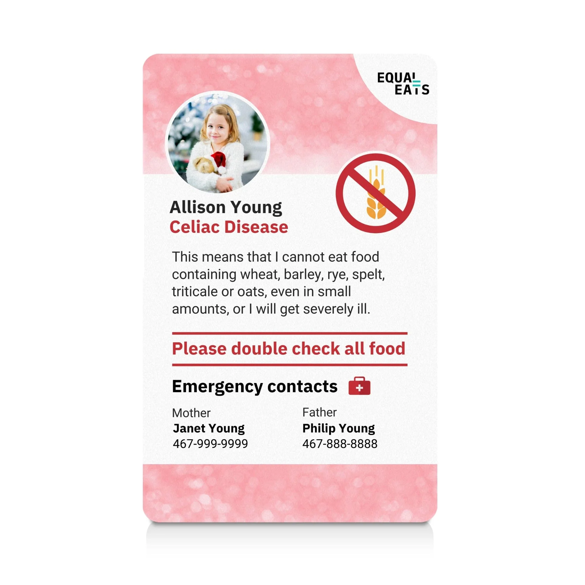 Celiac Disease ID Card