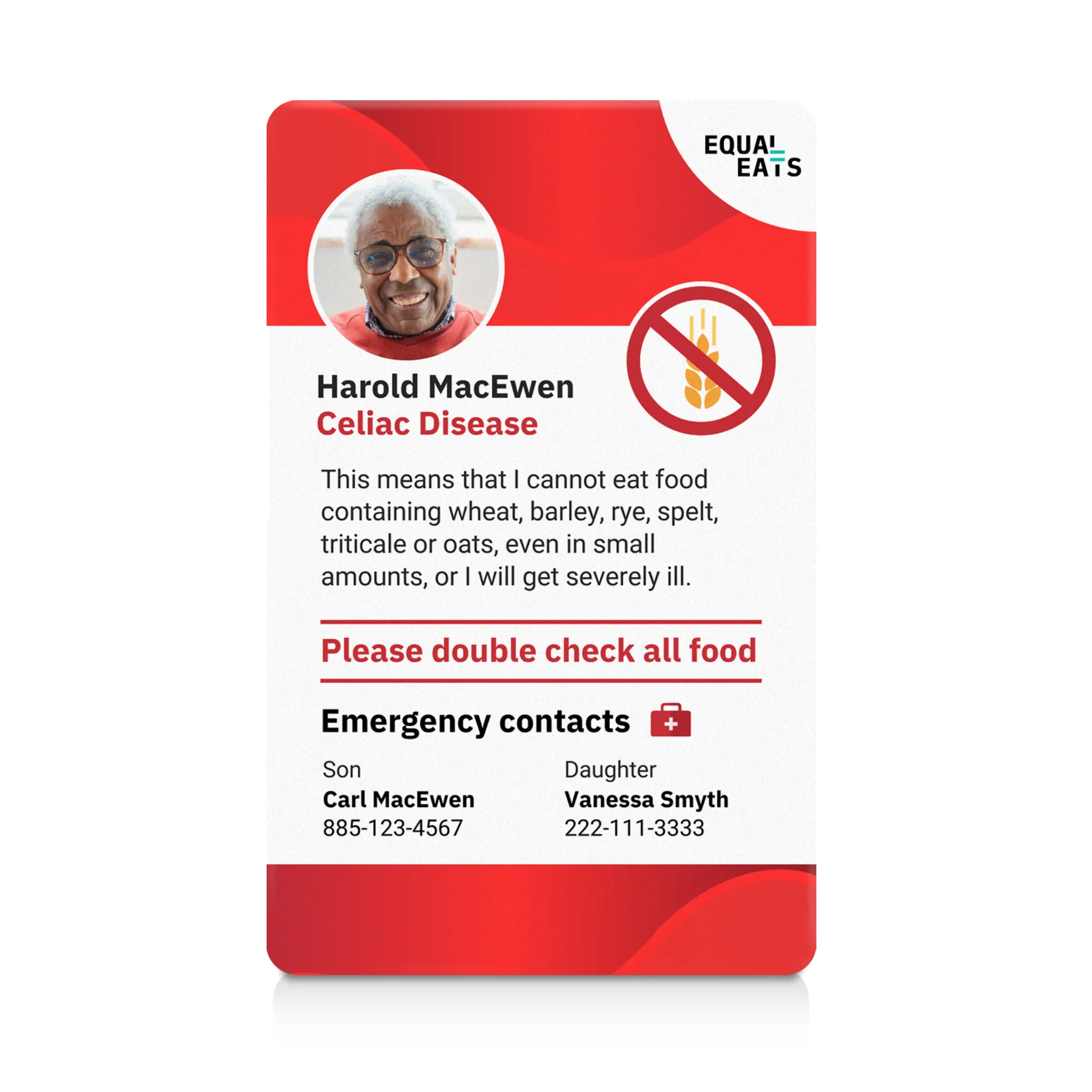 Celiac Disease ID Card