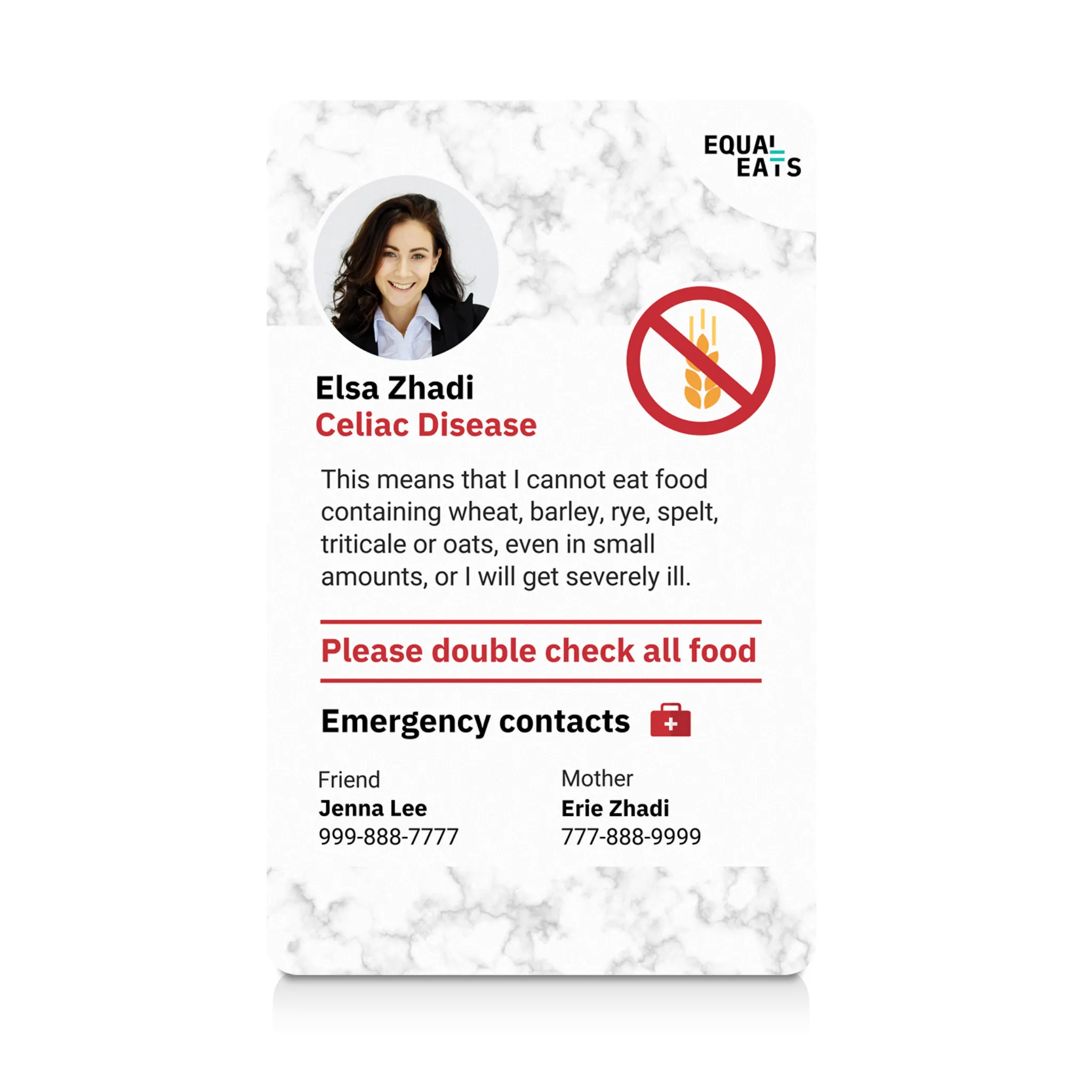 Celiac Disease ID Card