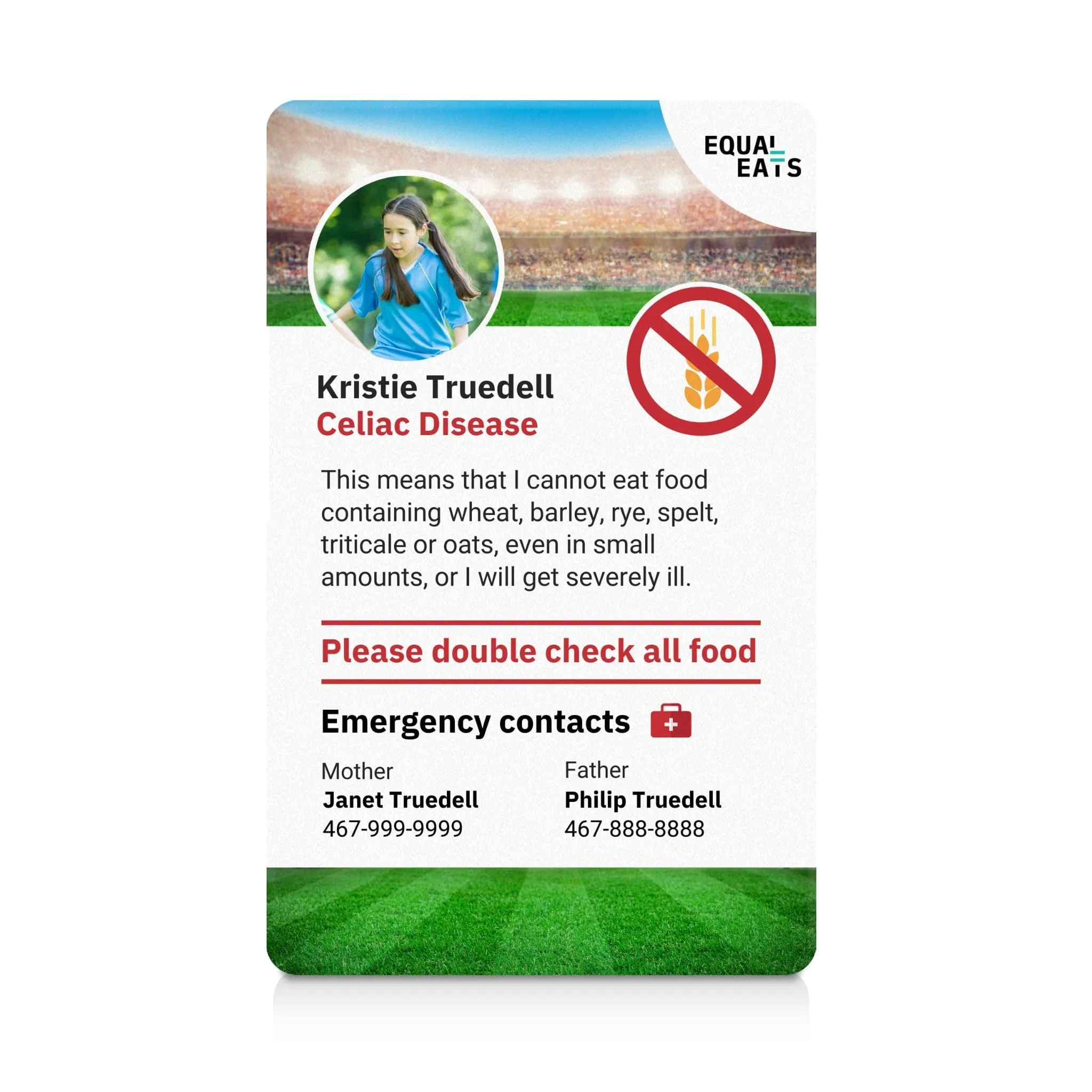 Celiac Disease ID Card