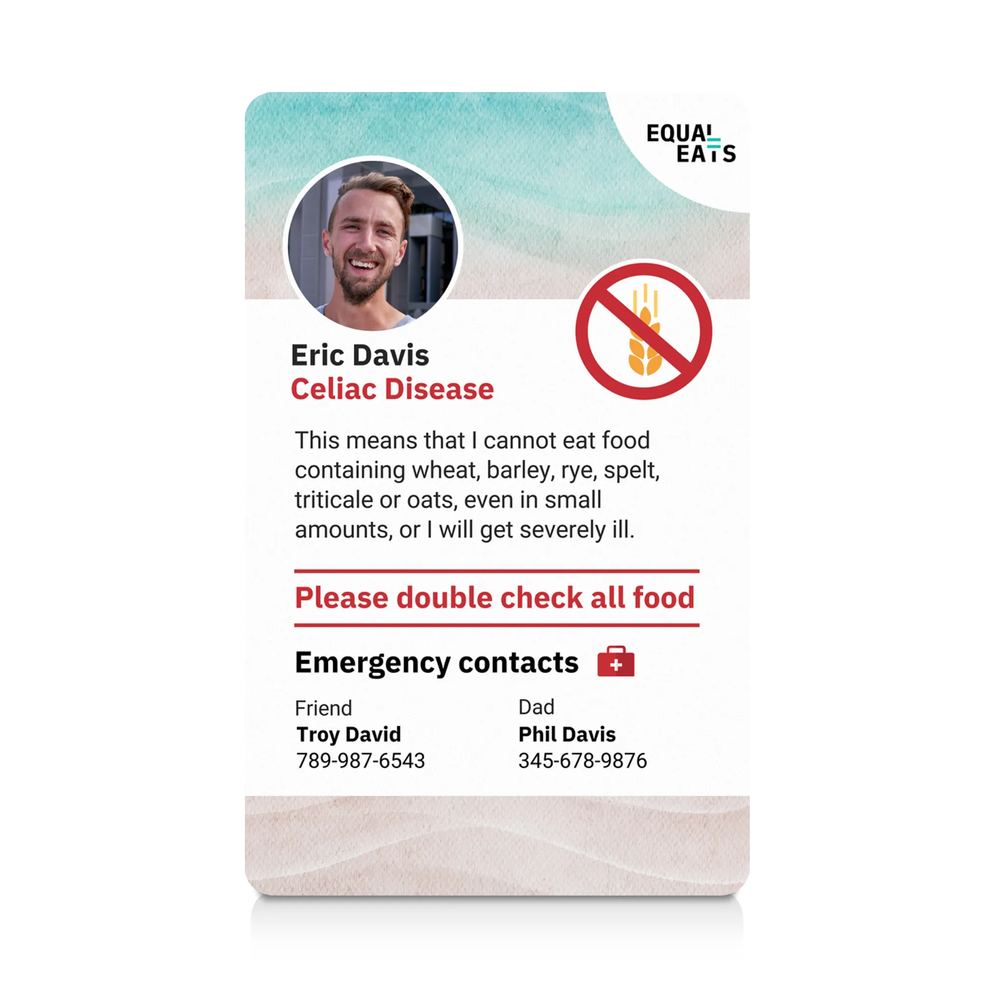 Celiac Disease ID Card