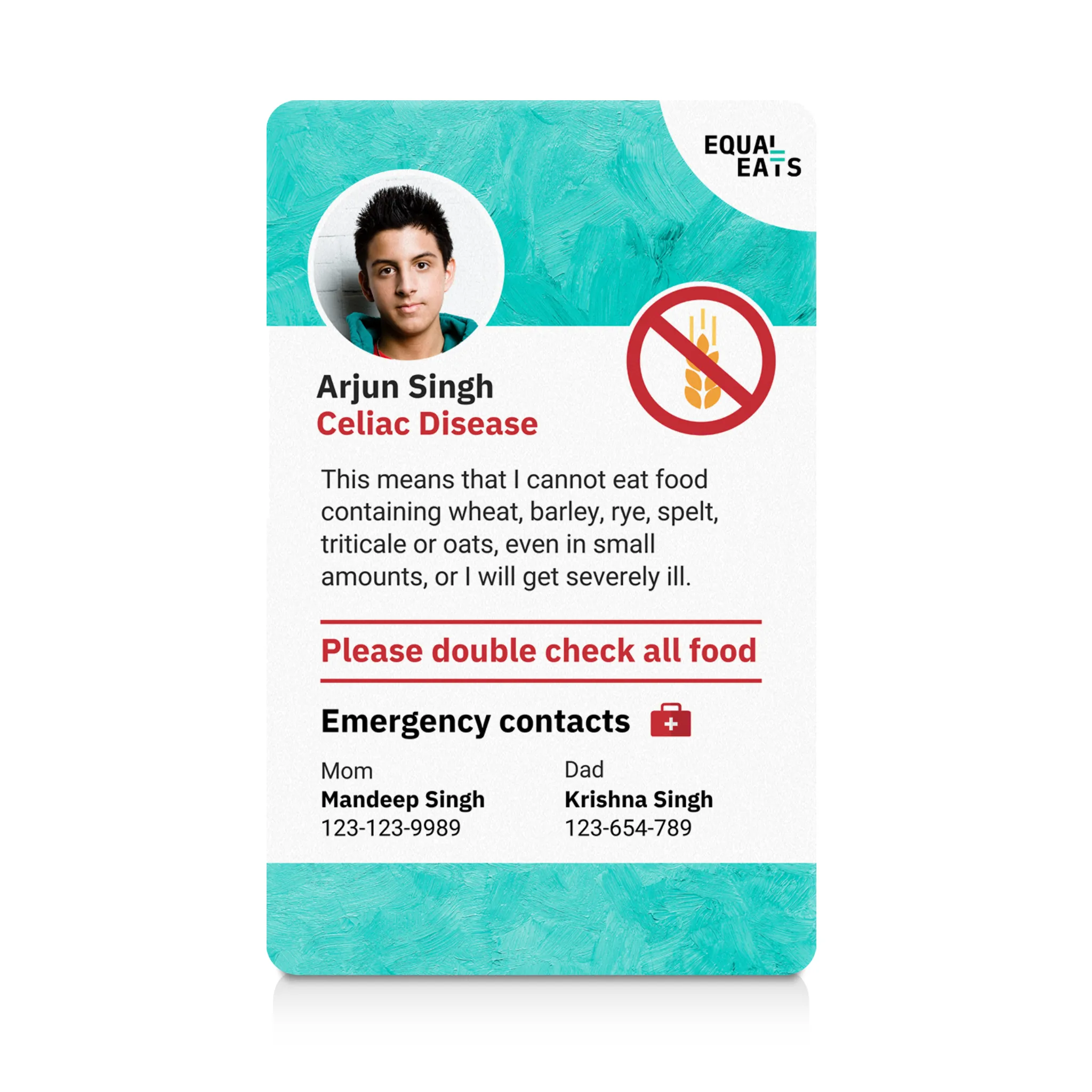 Celiac Disease ID Card