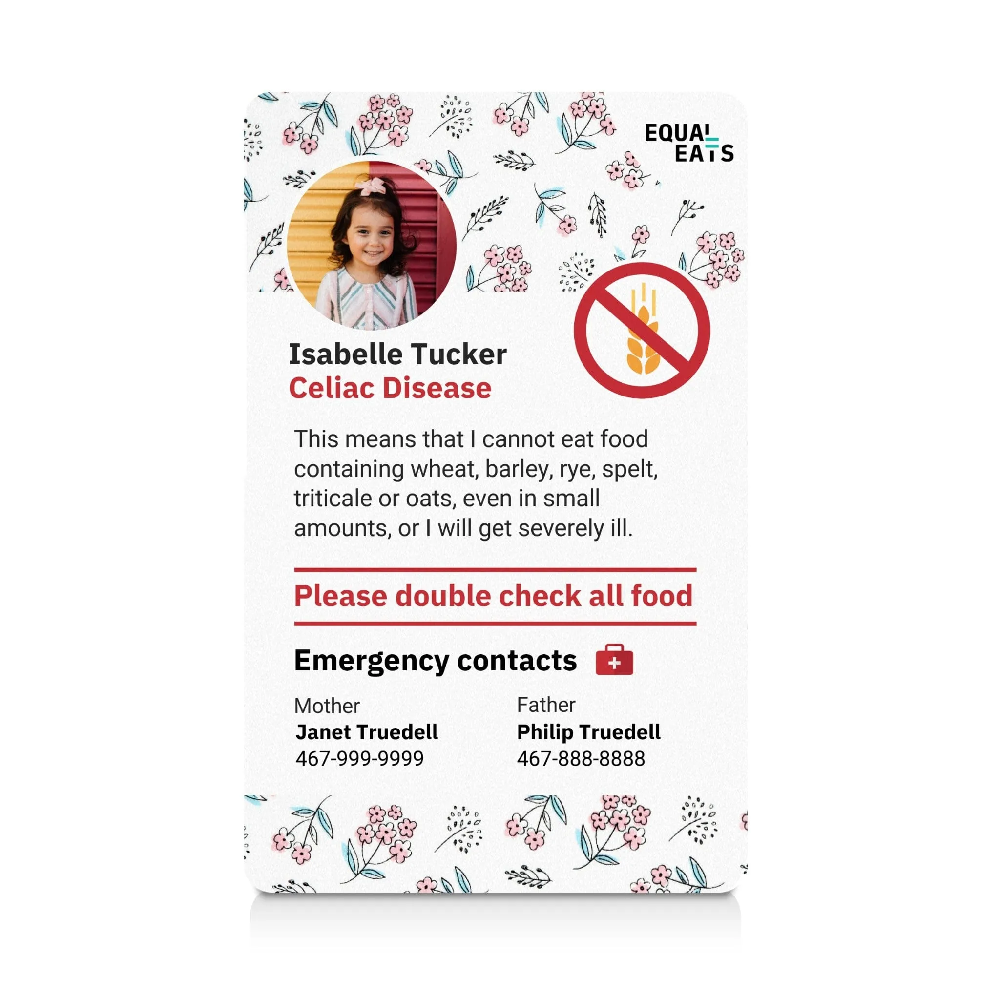 Celiac Disease ID Card