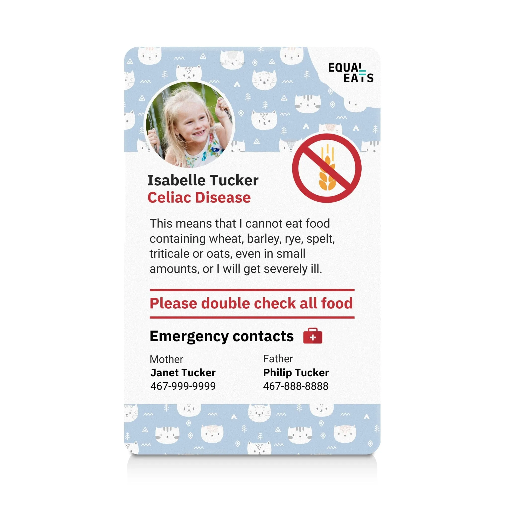 Celiac Disease ID Card