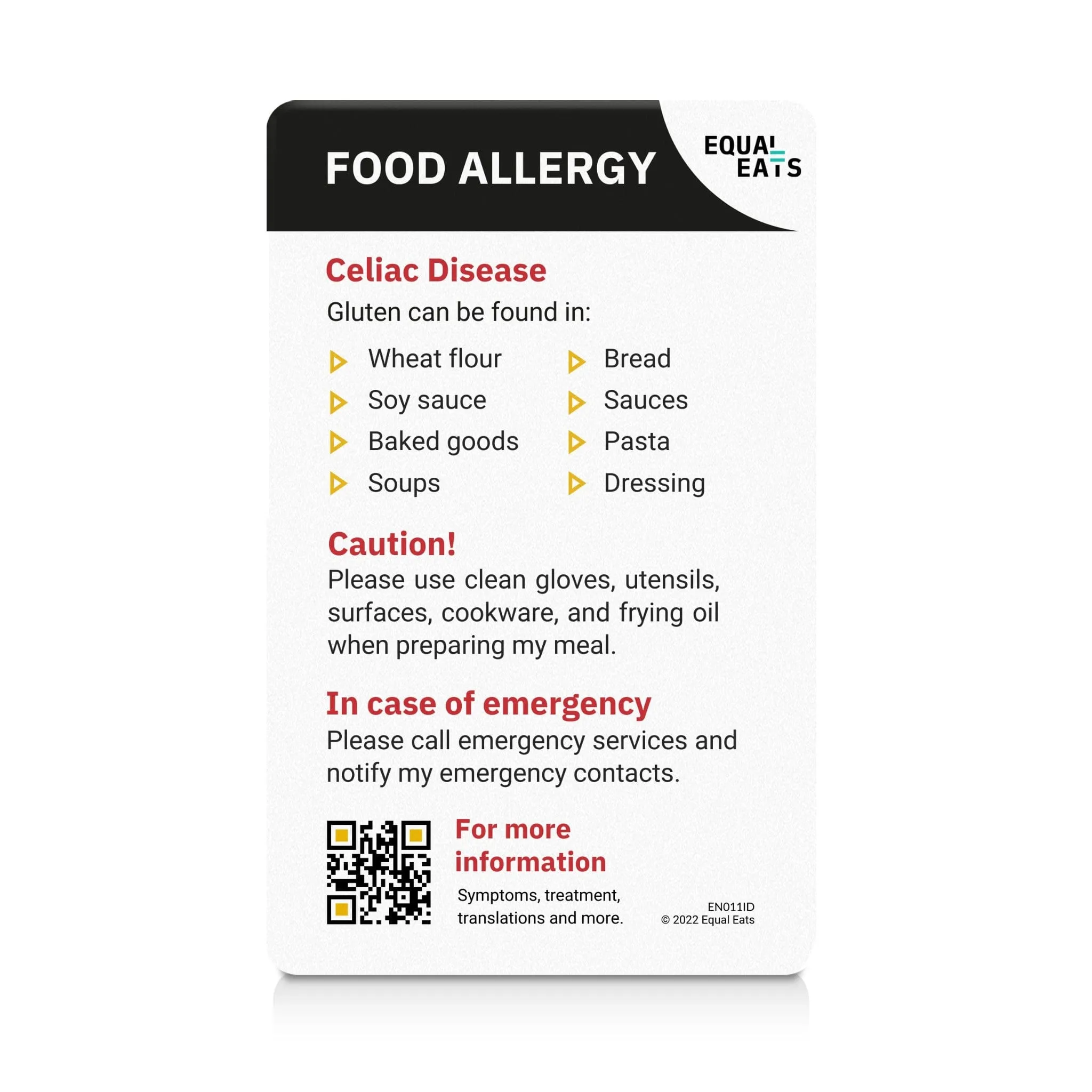 Celiac Disease ID Card